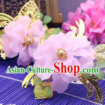Traditional Handmade Chinese Ancient Classical Hair Accessories Barrettes Hairpin, Bride Wedding Silk Flower Hair Sticks, Hair Fascinators Hairpins for Women