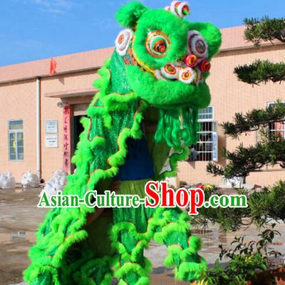 Chinese Folk Arts Natural Wool Lion Dance Costumes Complete Set
