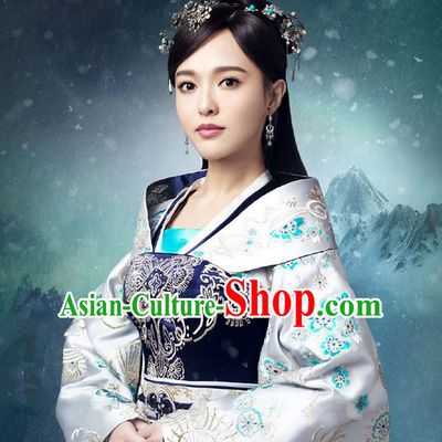 Traditional Ancient Chinese Imperial Emperess Costume, Chinese Han Dynasty Dress, Cosplay Chinese Peri Imperial Empress Dowager Tailing Black Embroidered Clothing for Women
