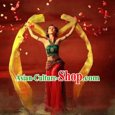 Traditional Ancient Chinese Dunhuang Flying Fairy Costume, Chinese Han Dynasty Dance Ribbon Dress, Cosplay Chinese Peri Imperial Empress Tailing Black Embroidered Clothing for Women