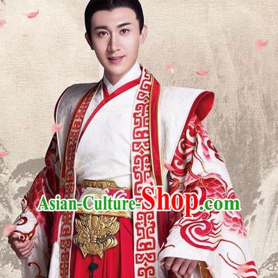 Traditional Ancient Chinese Imperial Emperor Costume, Chinese Han Dynasty Wedding Dress, Cosplay Chinese Majesty Embroidered Clothing Dragon Hanfu for Men