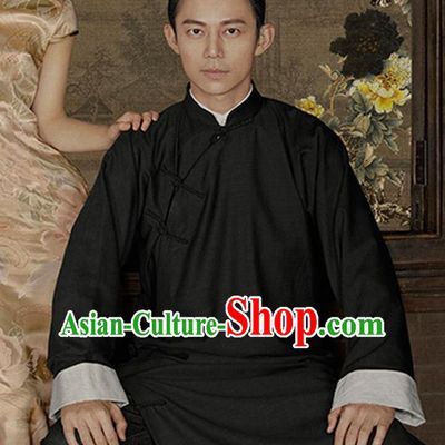 Traditional Ancient Chinese Republic of China Red Gown Crosstalk Robes Qing Dynasty Minguo Costumes for Men