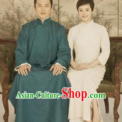 Traditional Ancient Chinese Republic of China Red Gown Crosstalk Robes Qing Dynasty Teacher Minguo Costumes for Men