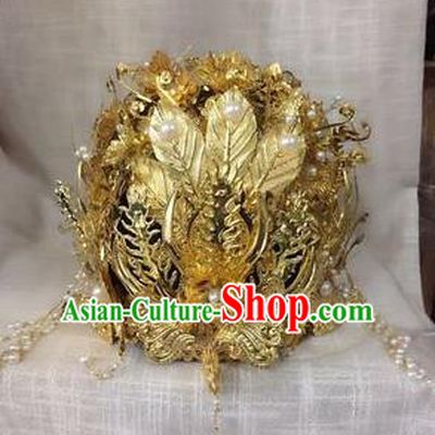 Traditional Handmade Chinese Ancient Classical Imperial Emperess Hair Accessories Phoenix Coronet, Bride Wedding Hairpin, Hanfu Hat for Women