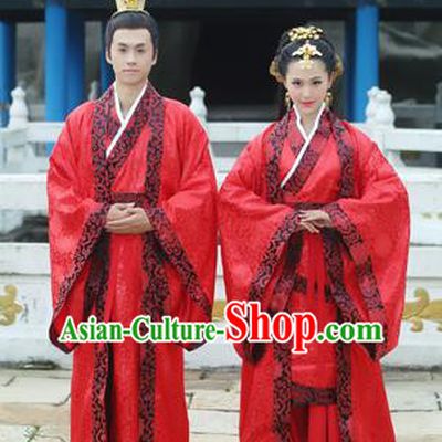 Traditional Ancient Chinese Imperial Emperess and Emperor Costume Complete Set, Chinese Han Dynasty Wedding Dress, Cosplay Chinese Imperial Tailing Clothing for Women for Men