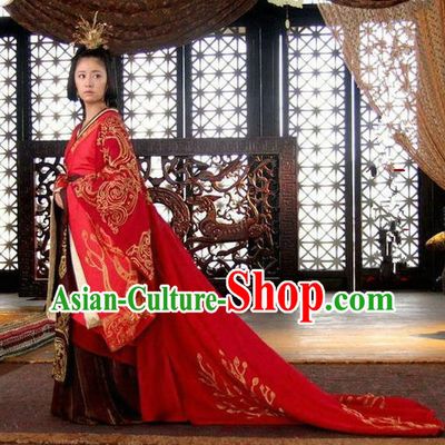 Traditional Ancient Chinese Imperial Emperess Costume Complete Set, Chinese Han Dynasty Wedding Dress, Cosplay Chinese Imperial Tailing Clothing for Women