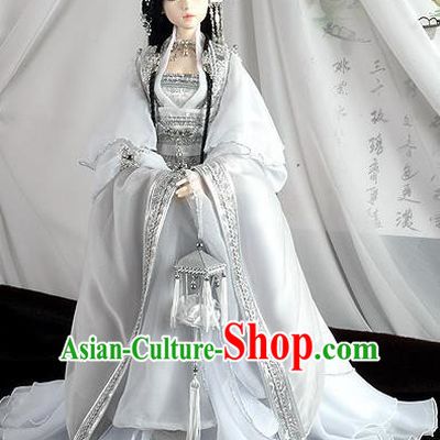Traditional Ancient Chinese Imperial Princess Costume, Chinese Han Dynasty Young Lady Dress, Cosplay Chinese Peri Princess White Clothing for Women