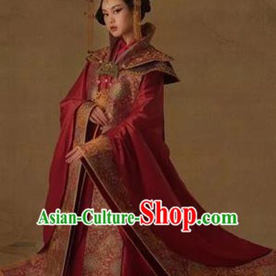 Traditional Ancient Chinese Imperial Emperess Costume Complete Set, Chinese Tang Dynasty Emperess Wedding Dress, Cosplay Chinese Imperial Princess Embroidered Clothing for Women