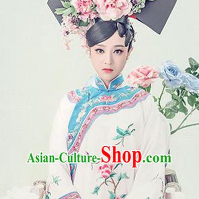 Traditional Ancient Chinese Imperial Consort Costume, Chinese Qing Dynasty Manchu Palace Lady Dress, Cosplay Chinese Manchu Minority Princess Clothing for Women