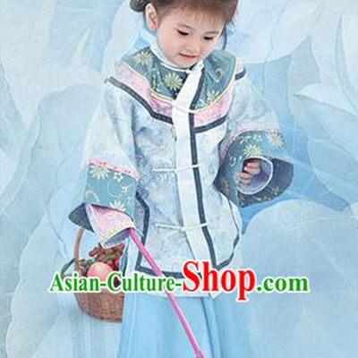 Traditional Ancient Chinese Imperial Princess Costume, Chinese Qing Dynasty Manchu Children Dress, Cosplay Chinese Manchu Imperial Princess Clothing for Kids