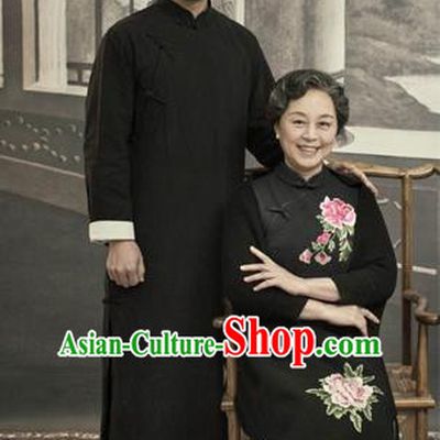 Traditional Ancient Chinese Old Women Cheongsam Dress, Chinese Tangsuit Embroidered Cheongsam for Women
