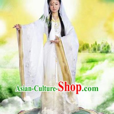 Traditional Ancient Chinese Avalokitesvara Classical Costume, Chinese Avalokitesvara Dance Dress, Cosplay Chinese Peri Guanyin Clothing for Women