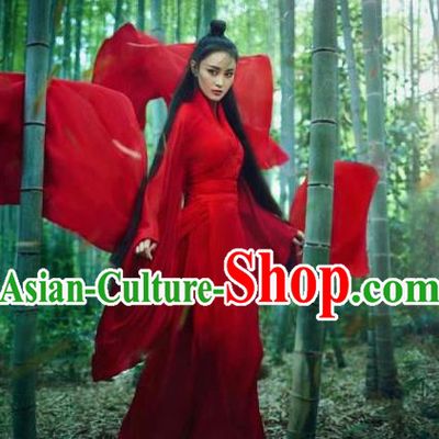 Traditional Ancient Chinese Female Costume, Chinese Tang Dynasty Swordswoman Red Dress, Cosplay Chinese Chivalrous Swordsman Clothing for Women