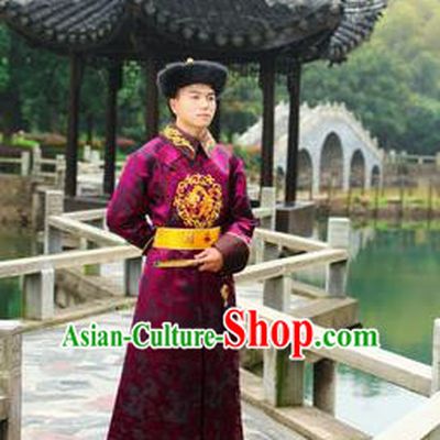 Traditional Ancient Chinese Qing Dynasty Imperial Prince Robes, Qing Dynasty Manchu Imperial Emperor Dragon Costumes for Men