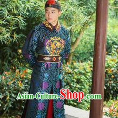 Traditional Ancient Chinese Qing Dynasty Imperial Prince Robes, Manchu Imperial Emperor Costumes for Men