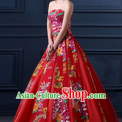 Supreme Chinese Stunning Made to Order Lucky Red Long Wedding Evening Dress
