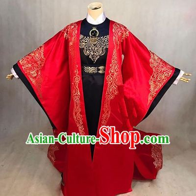 Traditional Ancient Chinese Imperial Emperor Costume, Chinese Han Dynasty Male Wedding Dress, Cosplay Chinese Imperial Prince Embroidered Clothing for Men