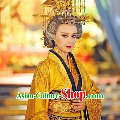 Traditional Ancient Chinese Empress Costume, Chinese Tang Dynasty Wu zetian Dress, Cosplay Chinese Imperial Queen Embroidered Tailing Clothing for Women