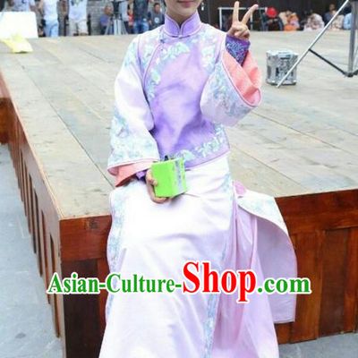 Traditional Ancient Chinese Imperial Princess Costume, Chinese Qing Dynasty Manchu Palace Lady Dress, Cosplay Chinese Manchu Minority Princess Embroidered Clothing for Women