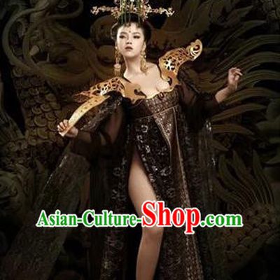 Traditional Ancient Chinese Imperial Emperess Costume and Armour, Chinese Tang Dynasty Sexy Kimono Dress, Cosplay Chinese Imperial Consort Clothing for Women