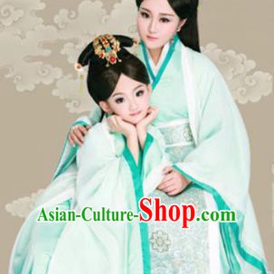 Traditional Ancient Chinese Mother and Daughter Outfit Costume Complete Set, Chinese Tang Dynasty Parent-Child Woman Dress, Cosplay Chinese Family Portrait Clothing Hanfu for Women for Children