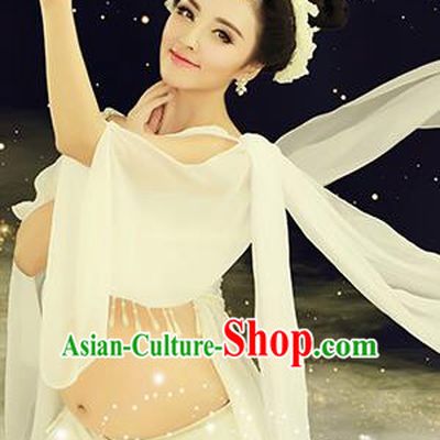 Traditional Ancient Chinese Dunhuang Flying Fairy Costume, Chinese Tang Dynasty Dance Ribbon Dress, Cosplay Chinese Peri Imperial Empress Clothing for Pregnant Women