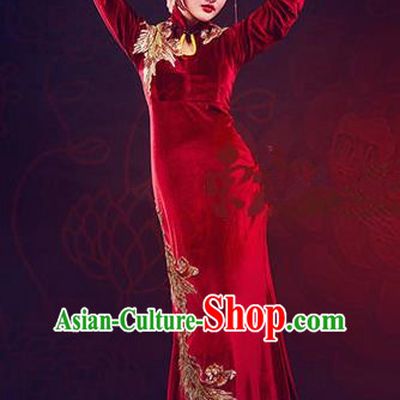 Traditional Ancient Chinese Costume, Chinese Qing Dynasty Cheongsam Dress, Cosplay Chinese Peri Imperial Empress Cheongsam Clothing for Pregnant Women