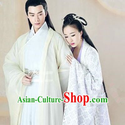 Traditional Ancient Chinese Lovers Costume, Chinese Han Dynasty Dress, Cosplay Swordsman Knight Costume Imperial Princess Hanfu Clothing for Women for Men