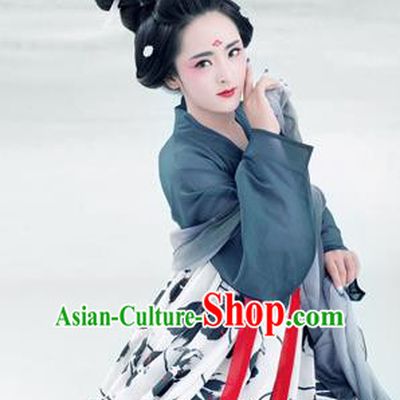Traditional Ancient Chinese Imperial Emperess Costume, Chinese Tang Dynasty Palace Lady Dress, Cosplay Chinese Imperial Princess Ink Clothing Hanfu for Women