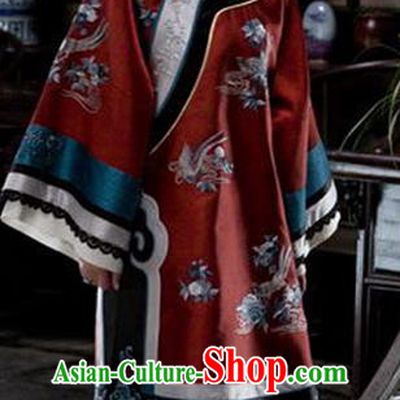Traditional Ancient Chinese Costume Xiuhe Suit, Chinese Late Qing Dynasty Female Red Dress, Republic of China Embroidered Clothing for Women