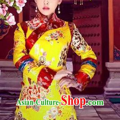 Traditional Ancient Chinese Imperial Consort Costume, Chinese Qing Dynasty Manchu Lady Dress, Cosplay Chinese Mandchous Imperial Concubine Clothing for Women