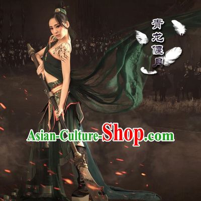 Traditional Ancient Chinese Swordswoman Costume, Chinese Tang Dynasty Fairy Dress, Cosplay Game Character Chinese Knight-Errant Clothing for Women
