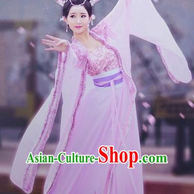 Traditional Ancient Chinese Imperial Emperess Costume, Chinese Han Dynasty Young Lady Dress, Cosplay Chinese Emperess Embroidered Clothing Pink Hanfu for Women
