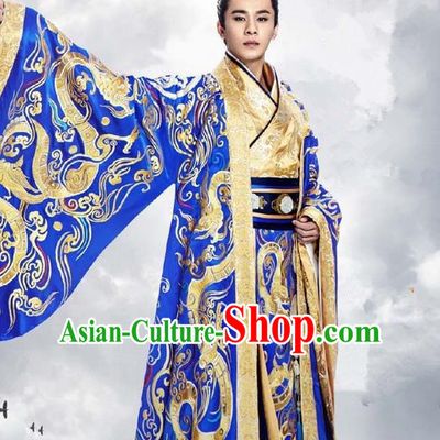 Traditional Ancient Chinese Imperial Emperor Costume, Chinese Han Dynasty King Dress, Cosplay Chinese Majesty Embroidered Clothing Dragon Hanfu for Men