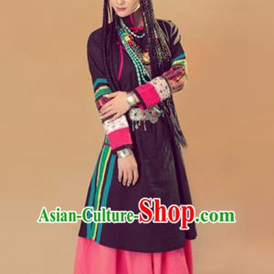 Traditional Chinese Mongol Nationality Dancing Costume, Mongols Female Folk Dance Ethnic Pleated Skirt, Chinese Mongolian Minority Nationality Costume for Women