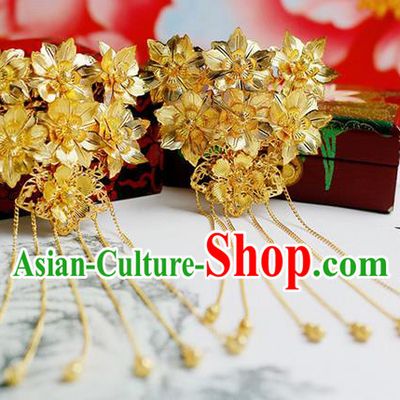 Chinese Wedding Jewelry Accessories, Traditional Xiuhe Suits Wedding Bride Flowers Headwear, Wedding Hairpin, Ancient Chinese Harpins for Women