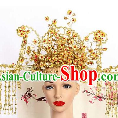 Chinese Wedding Jewelry Accessories, Traditional Xiuhe Suits Wedding Bride Flowers Headwear, Wedding Phoenix Crown, Ancient Chinese Phoenix Coronet for Women