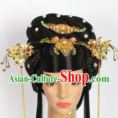 Chinese Wedding Jewelry Accessories, Traditional Xiuhe Suits Wedding Bride Flowers Headwear, Wedding Phoenix Crown, Ancient Chinese Phoenix Coronet Complete Set for Women