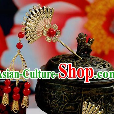 Chinese Wedding Jewelry Accessories, Traditional Xiuhe Suits Wedding Bride Headwear, Wedding Tiaras, Ancient Chinese Sector Harpins for Women