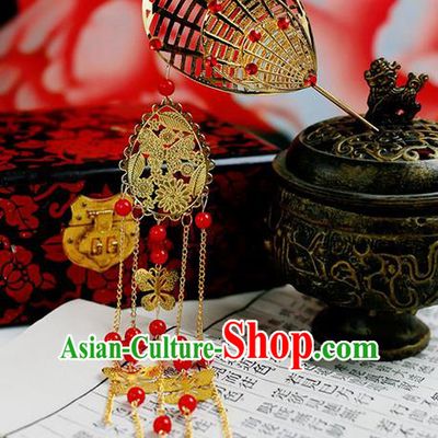 Chinese Wedding Jewelry Accessories, Traditional Xiuhe Suits Wedding Bride Sector Headwear, Wedding Tiaras, Ancient Chinese Sector Harpins for Women