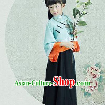 Traditional Ancient Chinese Costume Xiuhe Suit, Chinese Late Qing Dynasty Children Dress, Republic of China Embroidered Clothing for Kids