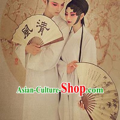 Traditional Ancient Chinese Lovers Costume, Chinese Han Dynasty Pajamas Dress, Cosplay Chinese Peri Concubine White Hanfu Clothing for Women for Men