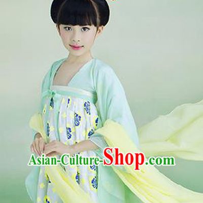 Traditional Ancient Chinese Children Costume, Chinese Tang Dynasty Little Lady Dress, China Hanfu Clothing for Kids