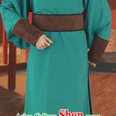 Traditional Ancient Chinese Male Costume, Chinese Han Dynasty Warrior Dress, Cosplay Chinese Green Hanfu Clothing for Men