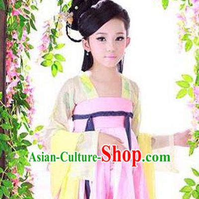Traditional Ancient Chinese Imperial Consort Children Costume, Chinese Tang Dynasty Little Girl Dress, Cosplay Chinese Concubine Clothing Hanfu for Kids