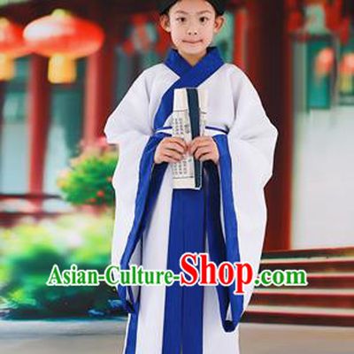 Traditional Ancient Chinese Children Costume, Chinese Han Dynasty Boys Students Dress, Cosplay Chinese Scholar Clothing Hanfu Complete Set for Kids