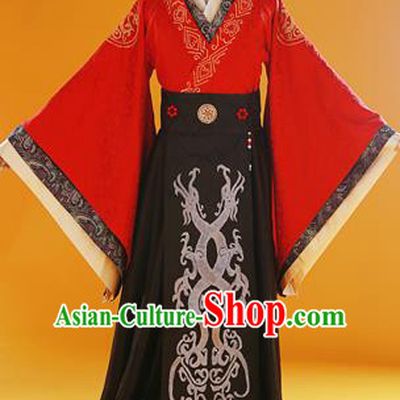 Traditional Ancient Chinese Imperial Emperor Costume, Chinese Han Dynasty Emperor Wedding Dress, Cosplay Chinese Majesty Embroidered Clothing Hanfu Complete Set for Men