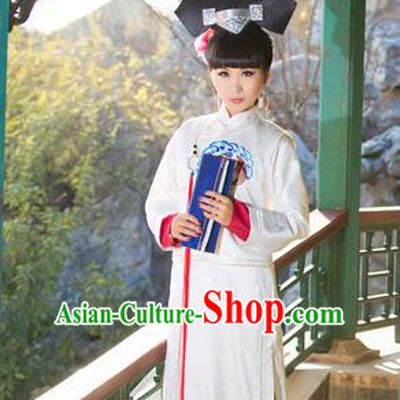 Traditional Ancient Chinese Imperial Concubine Costume, Chinese Qing Dynasty Manchu Palace Lady Dress, Cosplay Chinese Manchu Minority Princess Clothing for Women