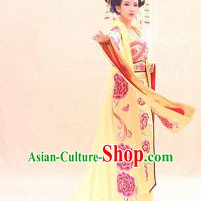 Traditional Ancient Chinese Imperial Emperess Costume, Chinese Tang Dynasty Dance Dress, Chinese Peri Imperial Queen Embroidered Hanfu Trailing Clothing for Women