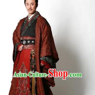 Traditional Ancient Chinese Imperial Emperor Costume, Chinese Han Dynasty Emperor Dress, Cosplay Chinese Majesty Embroidered Clothing Hanfu Complete Set for Men